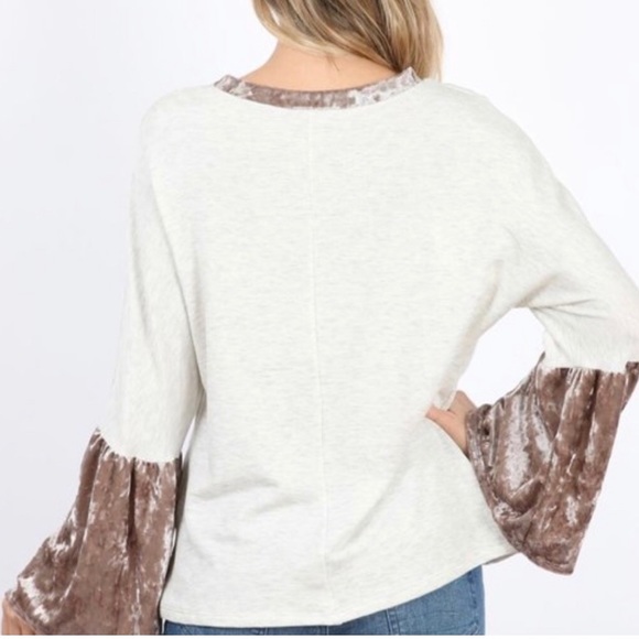 Hummingbird Velvet Bell Sleeve Top - Picture 3 of 9